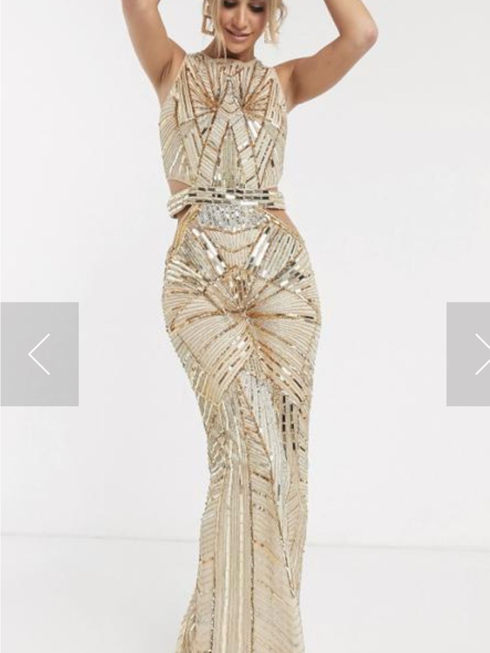 ASOS Gold Sequin Halter Maxi Dress- Great for NYE or Wedding guest sizzle